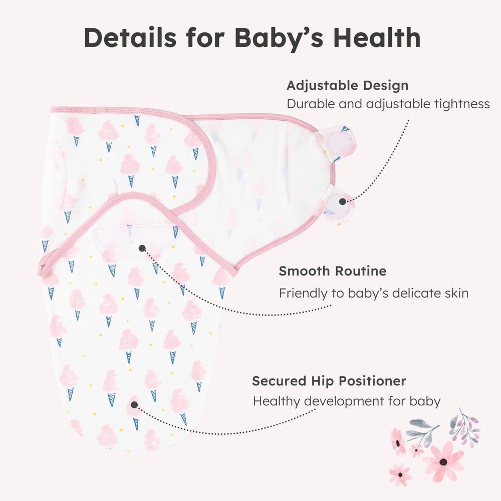 Yoofoss adjustable swaddle with hook-and-loop for a snug, customizable fit.