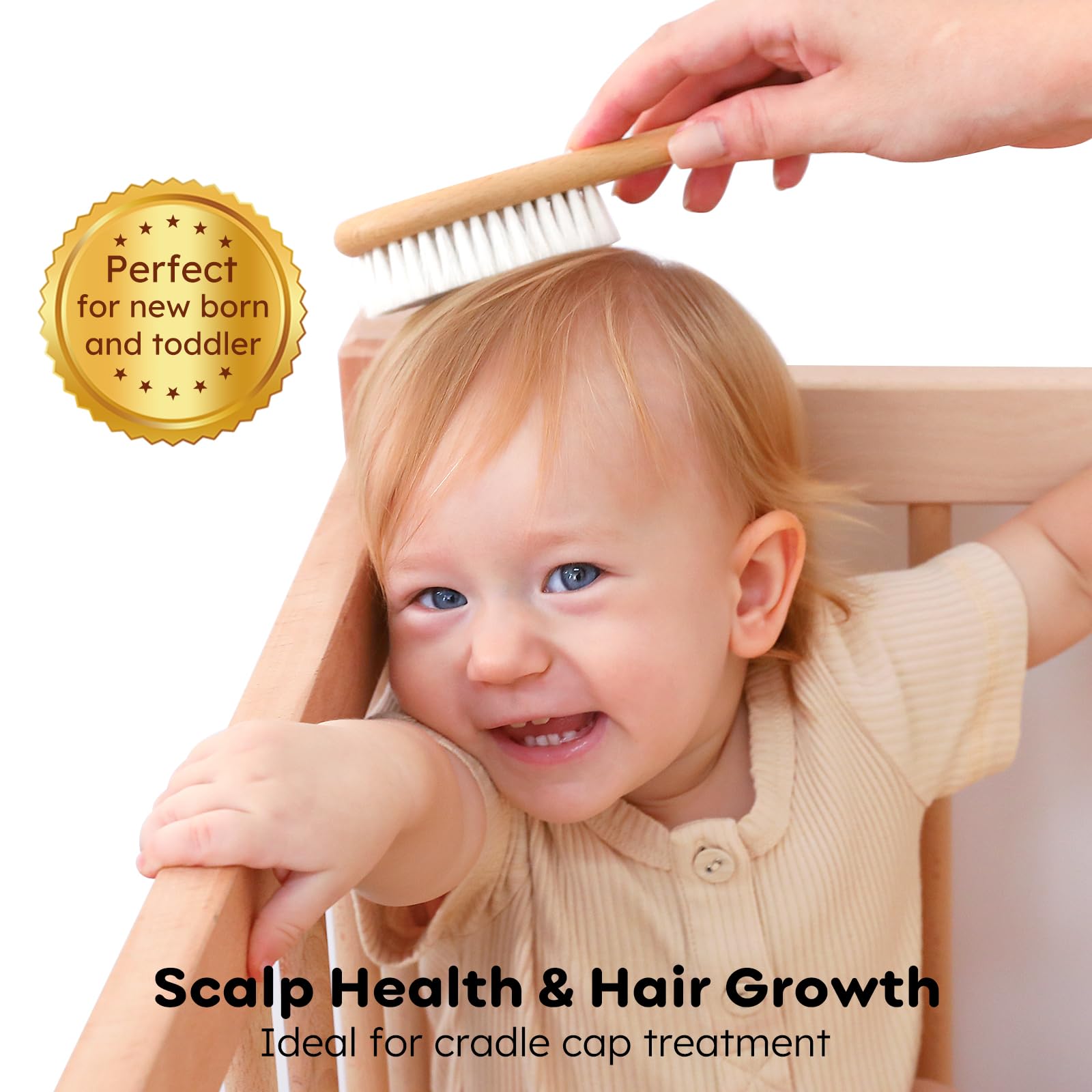 Yoofoss wooden comb used on wet or dry hair to detangle gently
