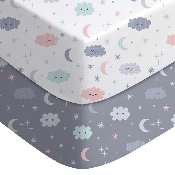 Yoofoss cloud baby crib sheets 2-pack on a standard crib mattress for gentle sleep