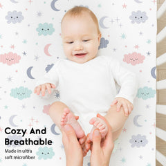 Soft microfiber texture from Yoofoss baby crib sheets for baby skin comfort