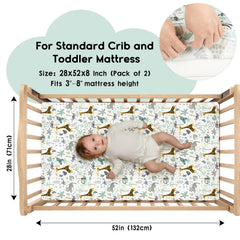 Yoofoss green giraffe crib sheet deep-pocket design for snug mattresses.