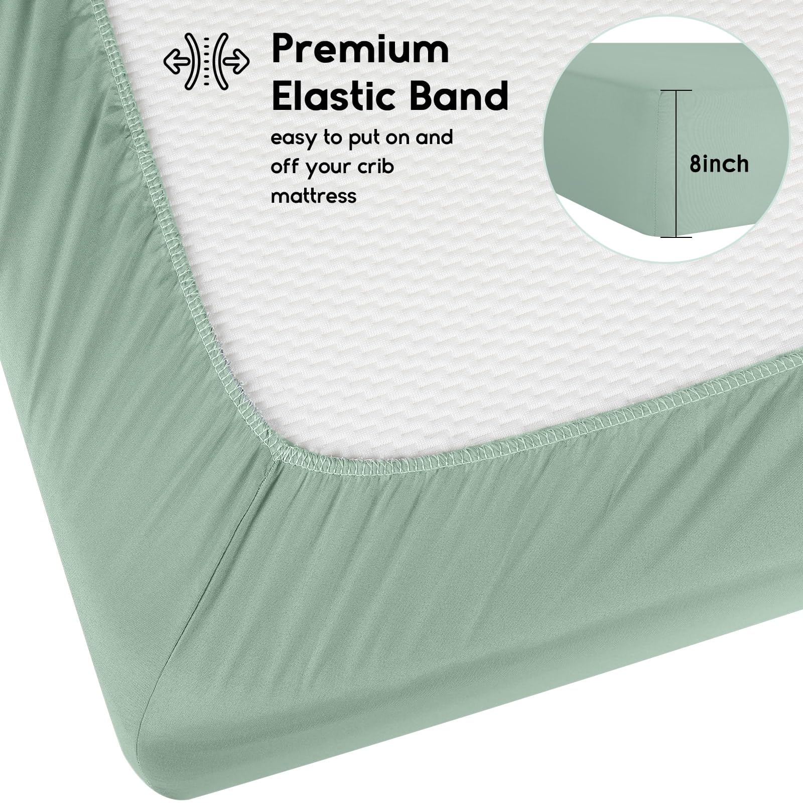 Yoofoss microfiber crib sheet in green giraffe, soft touch for baby comfort.
