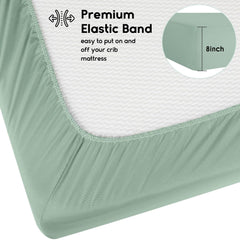 Yoofoss microfiber crib sheet in green giraffe, soft touch for baby comfort.