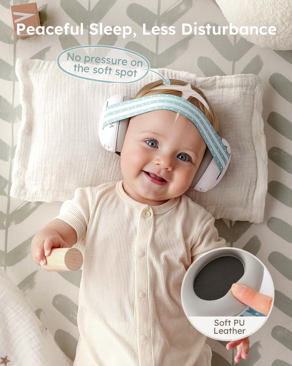 Adjustable headband ensures a secure, gentle fit for growing infants.