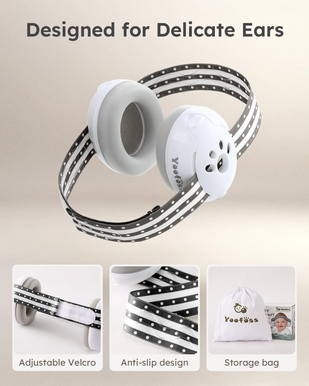 Yoofoss zero-pressure headband design protects the fontanelle while shielding ears.