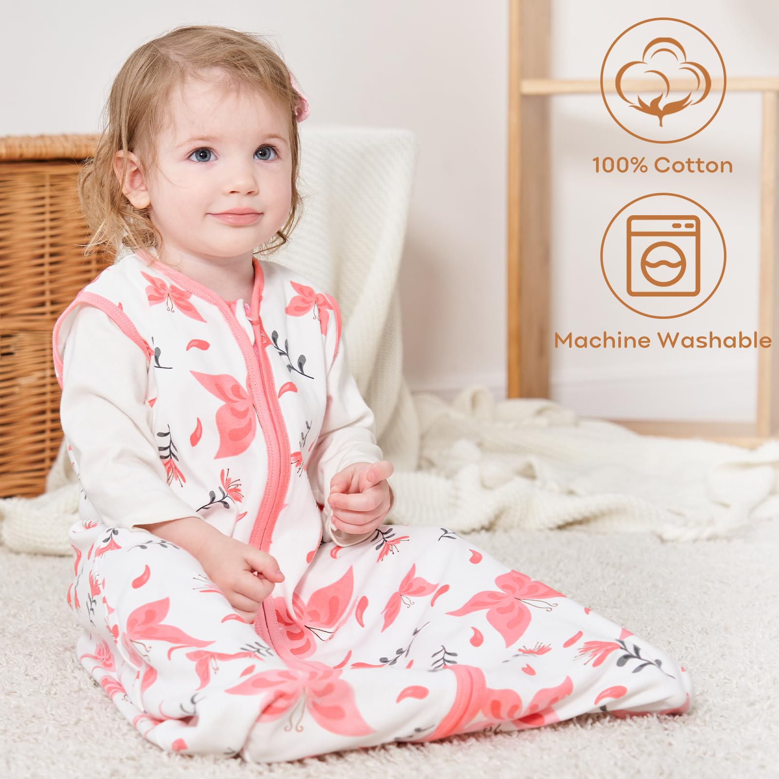 Yoofoss sleep sack 18-24 months zipper close-up facilitating easy midnight changes.