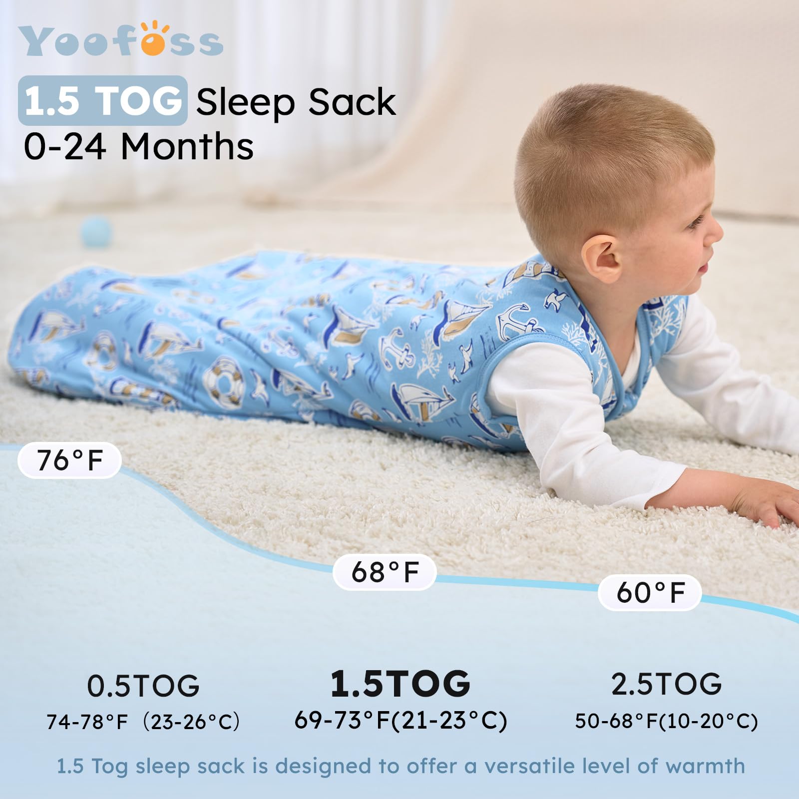 Yoofoss 2-way zipper detail enables easy night diaper changes.