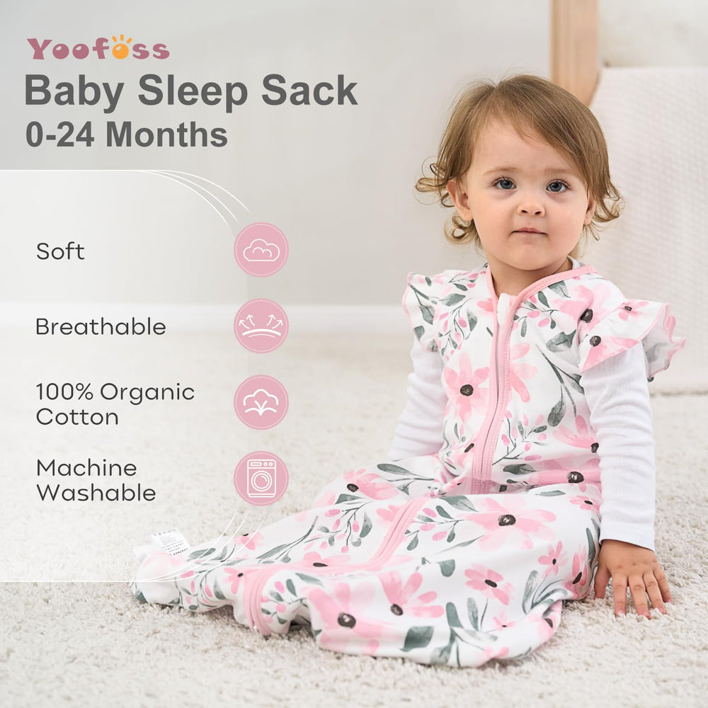 Yoofoss sleep sack with 2-way zipper detail for easy midnight diaper changes.
