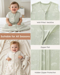 Yoofoss Sleep Sack highlights roomy arm and neck openings with leg space.
