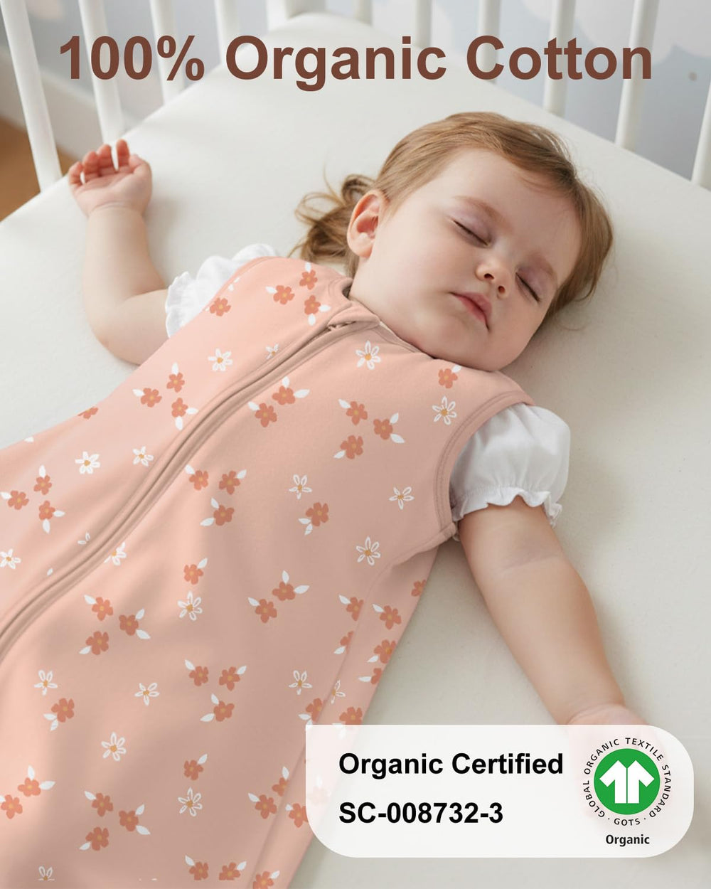 Yoofoss sleep sack showing roomy neck and arm openings for natural movement