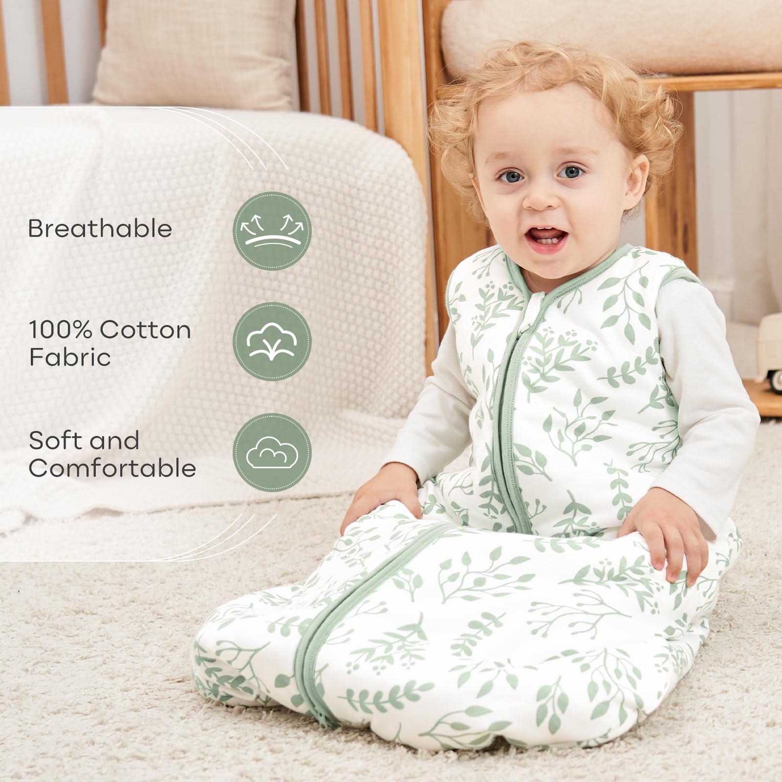 Yoofoss Sleep Sack back view showing sleeveless design for temperature control