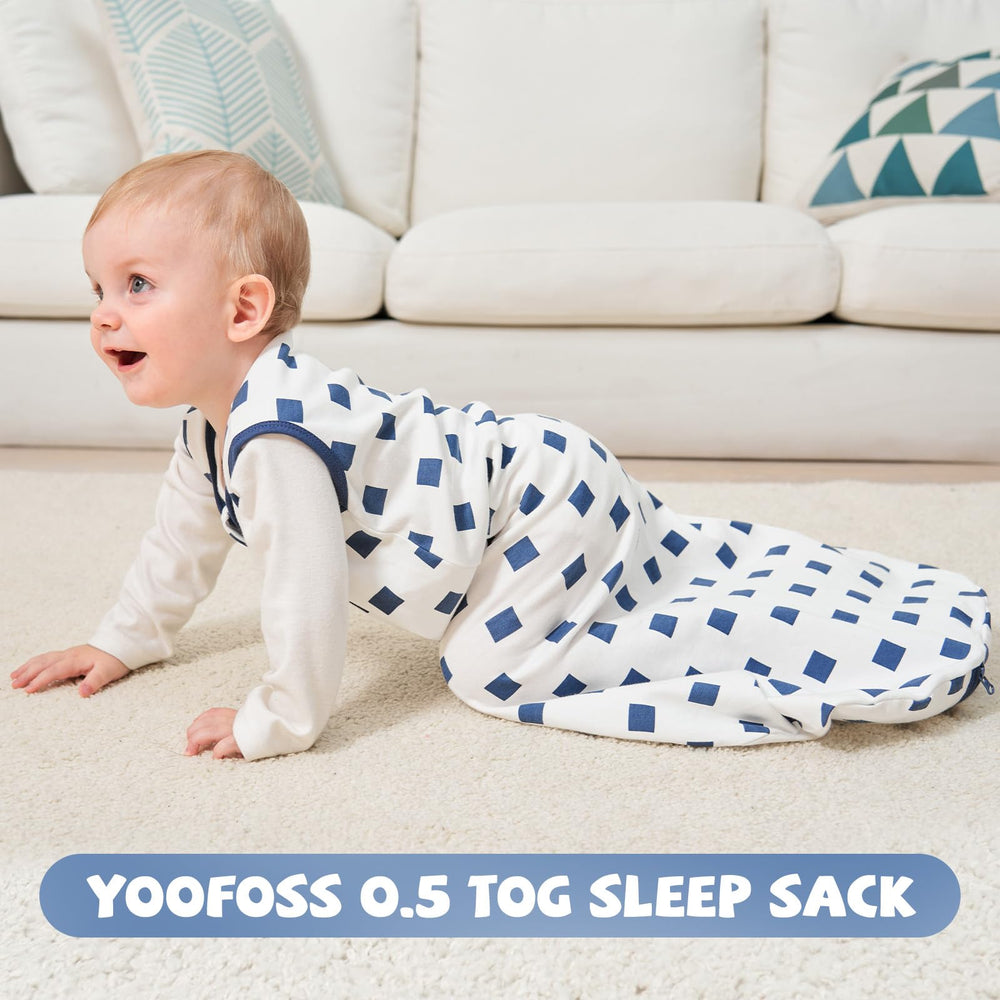 Yoofoss baby sleep sack fabric close-up showing soft cotton texture.
