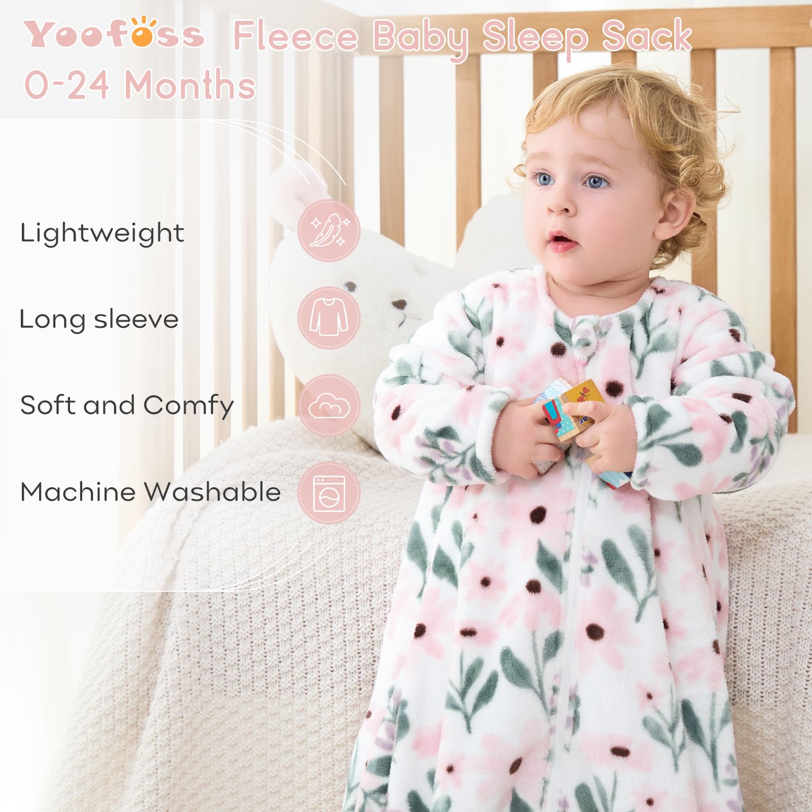 Yoofoss sleep sack fleece texture closeup with soft plush warmth