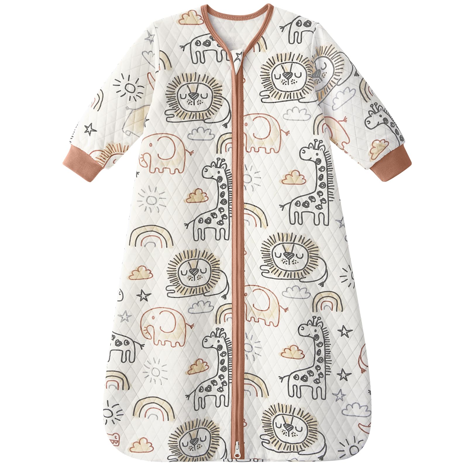Yoofoss baby sleep sack front view showcases cozy wearables with skin-friendly organic cotton.