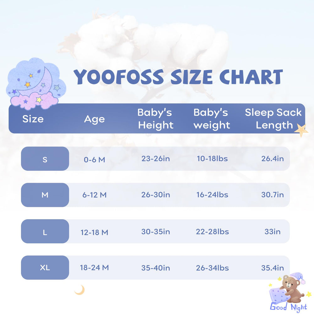 Yoofoss sleep sack leg room allows gentle movement while keeping warmth.
