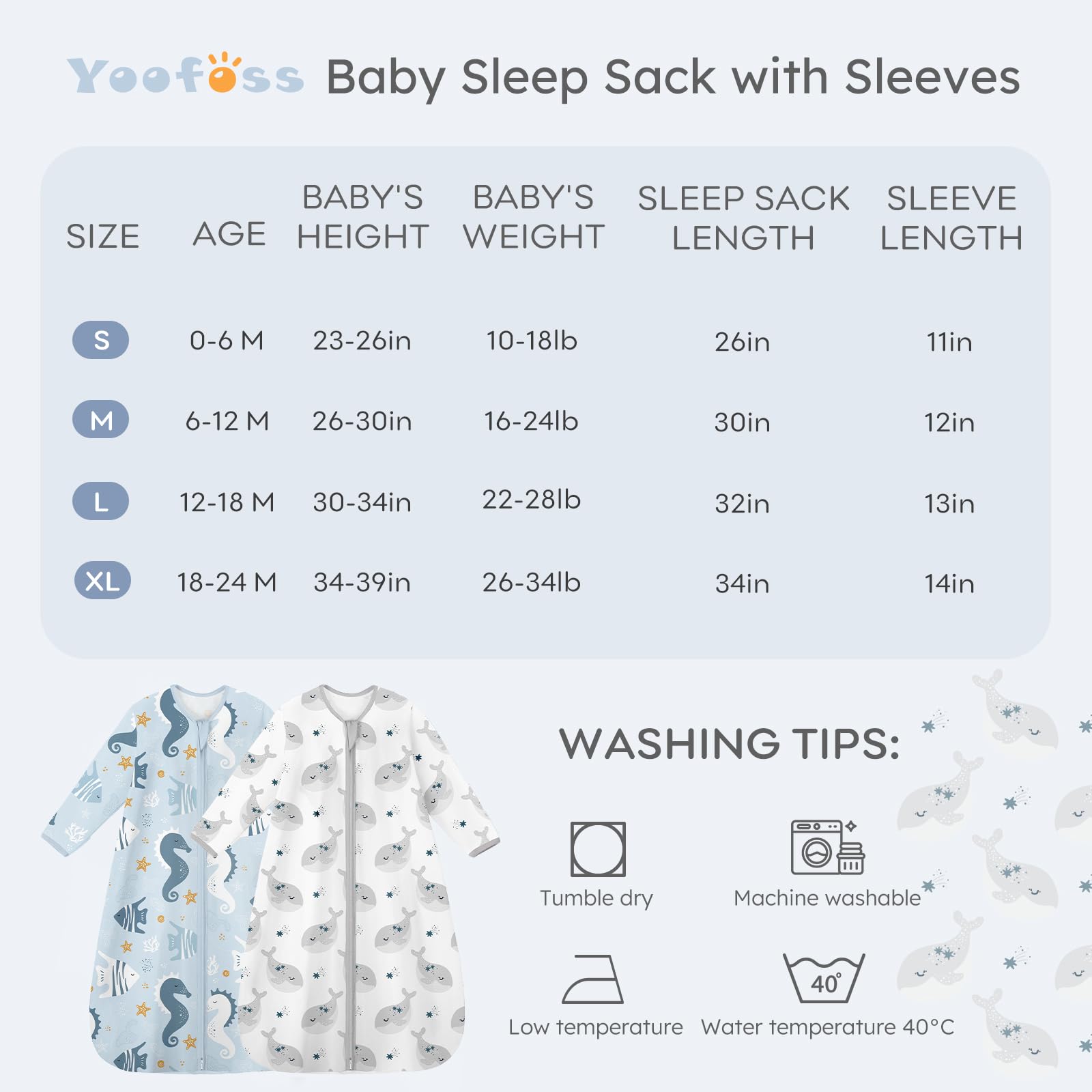 Yoofoss sleep sack machine washable for easy care.