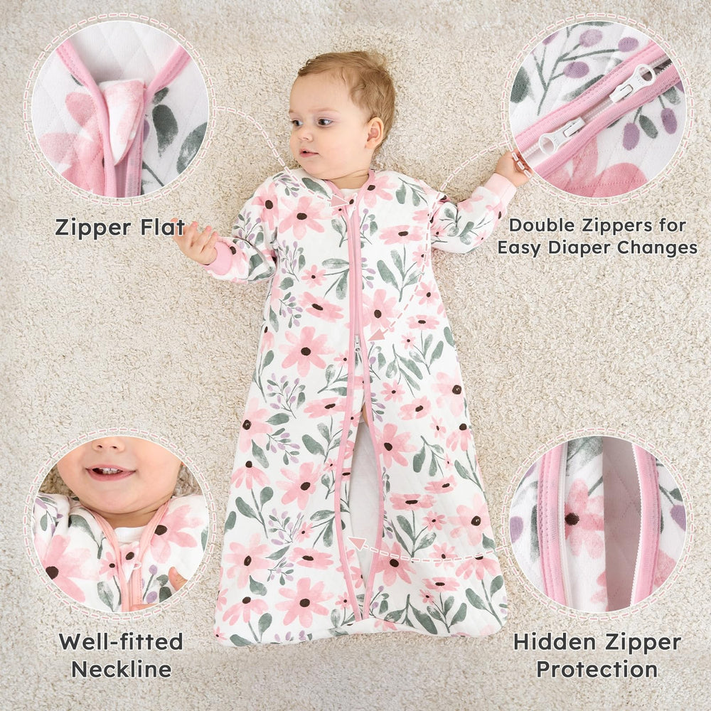 Yoofoss sleep sack on a toddler bed demonstrating cozy wearable blanket