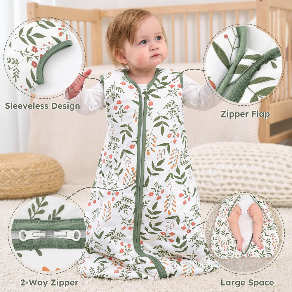 Yoofoss sleep sack uses organic cotton fabric for softness and breathability