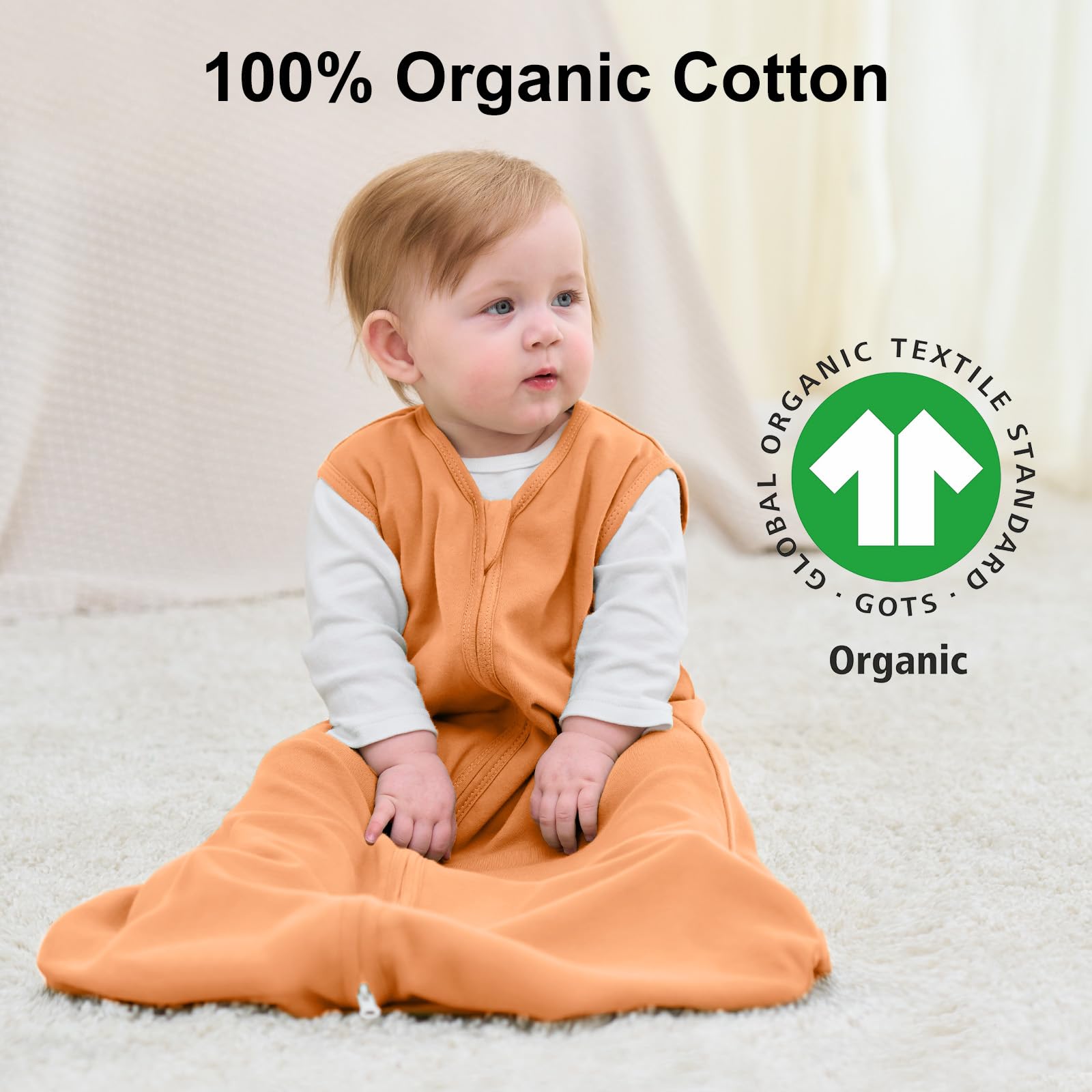 Yoofoss sleep sack organic cotton emphasizes breathable comfort for sensitive skin.