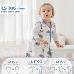 Yoofoss baby sleep sack back view showing two pack practicality for quick outfit changes.