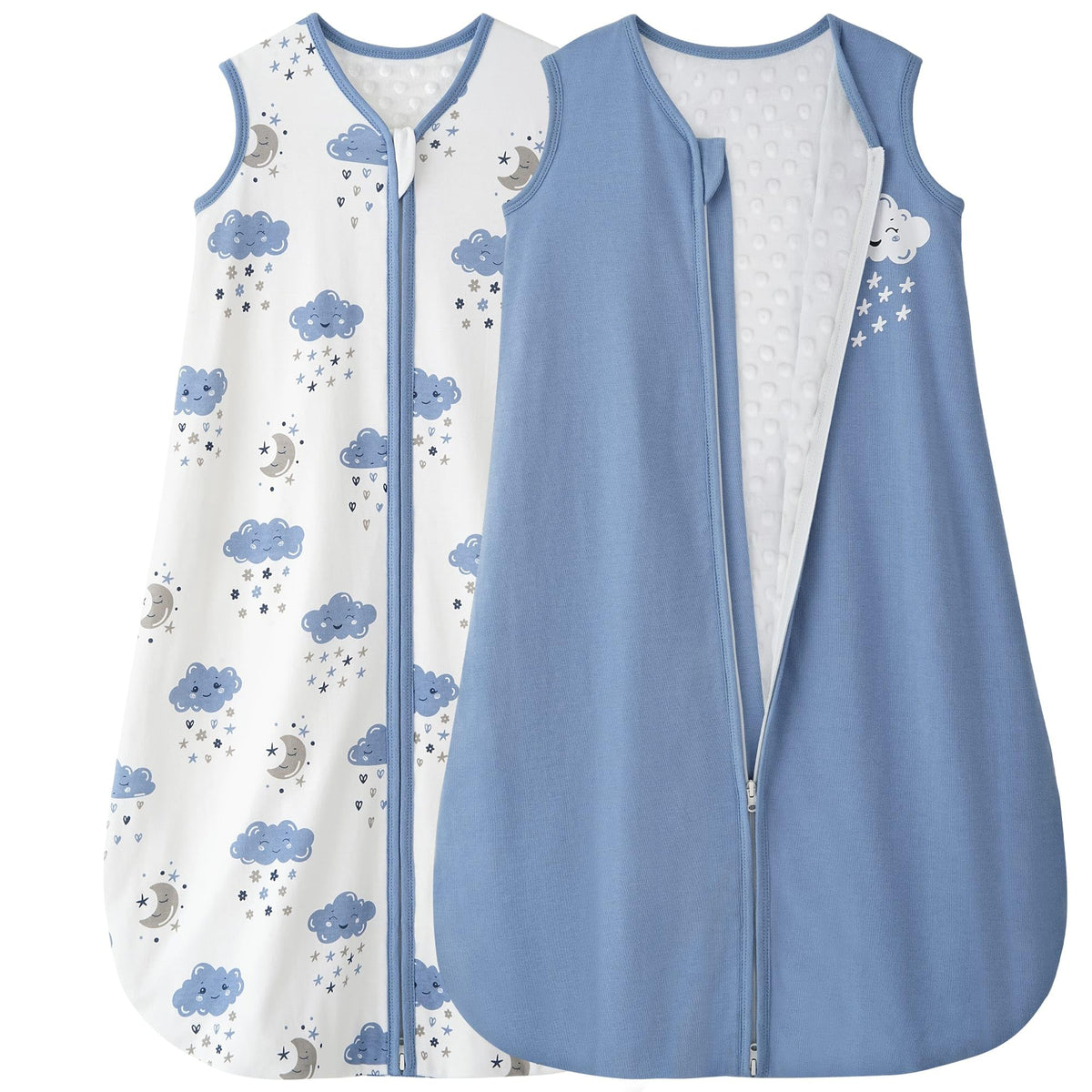 Yoofoss baby sleep sack front view with plush dots offers cozy warmth for cooler nights.
