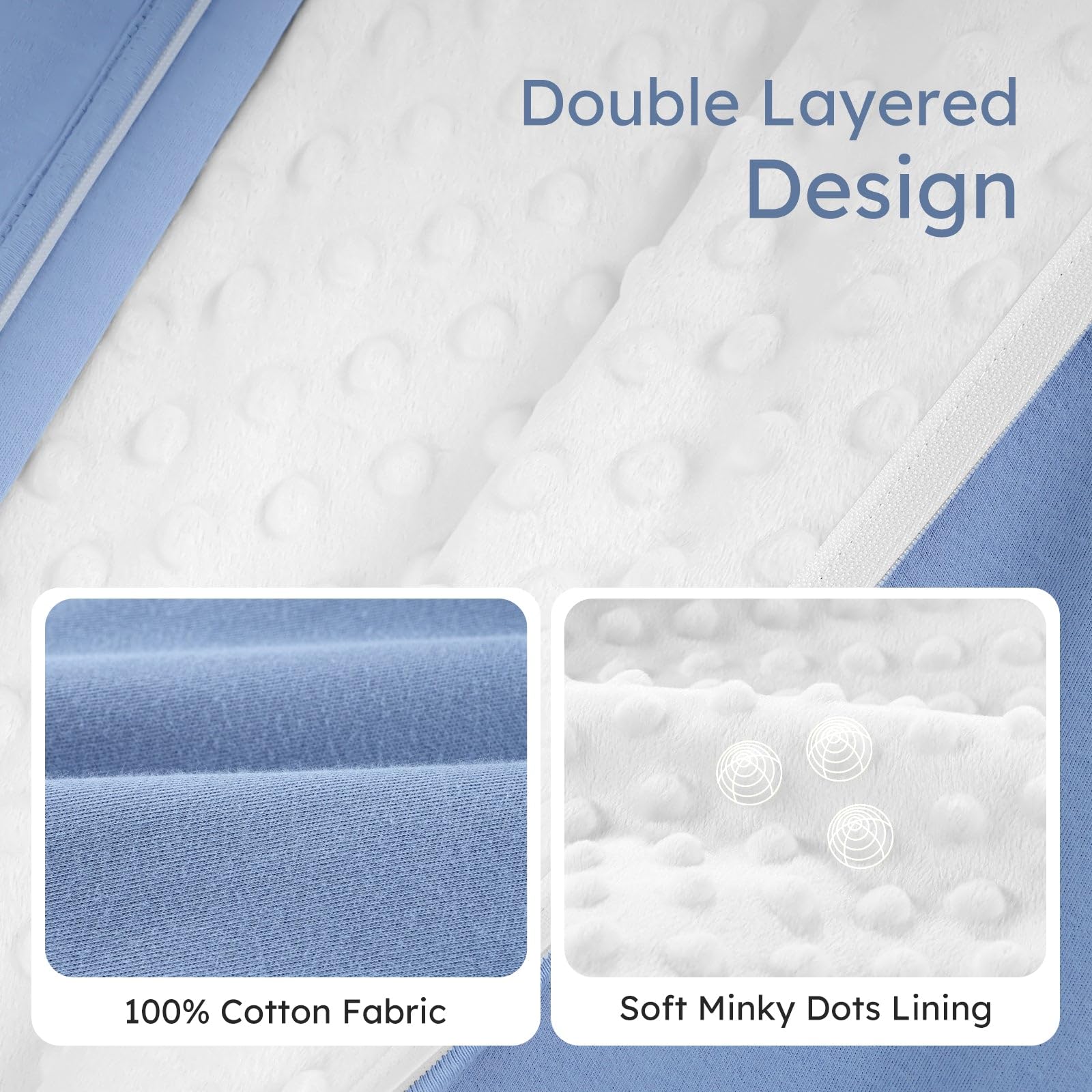 Yoofoss sleep sack inner cotton lining provides soft contact against baby skin.