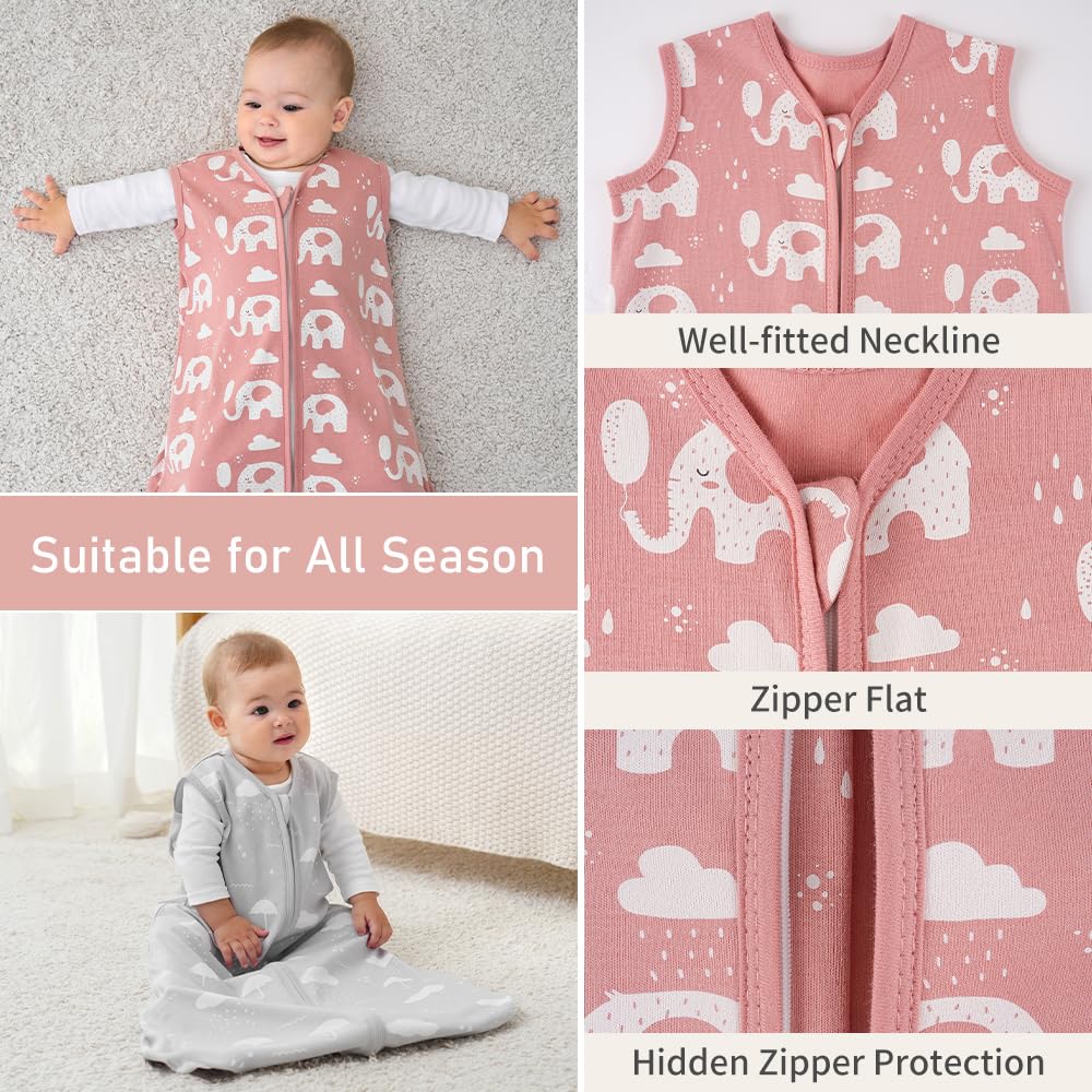 Yoofoss sleep sack has roomy arm and neck openings for comfortable fit.