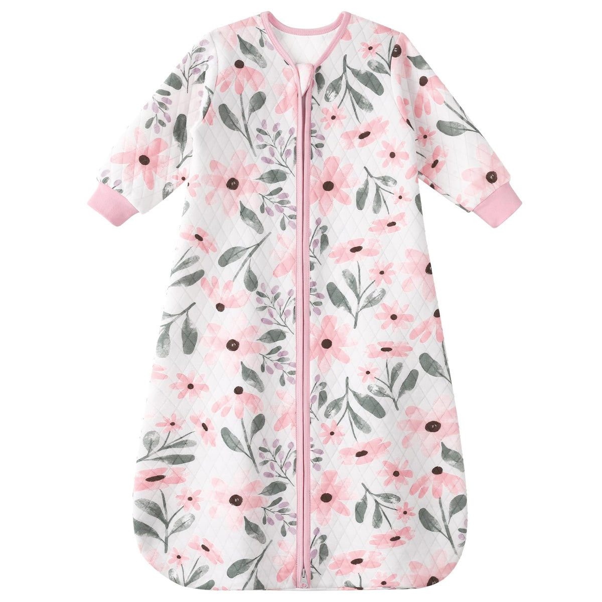 Yoofoss sleep sack sleeves close-up shows soft organic cotton for gentle skin contact.