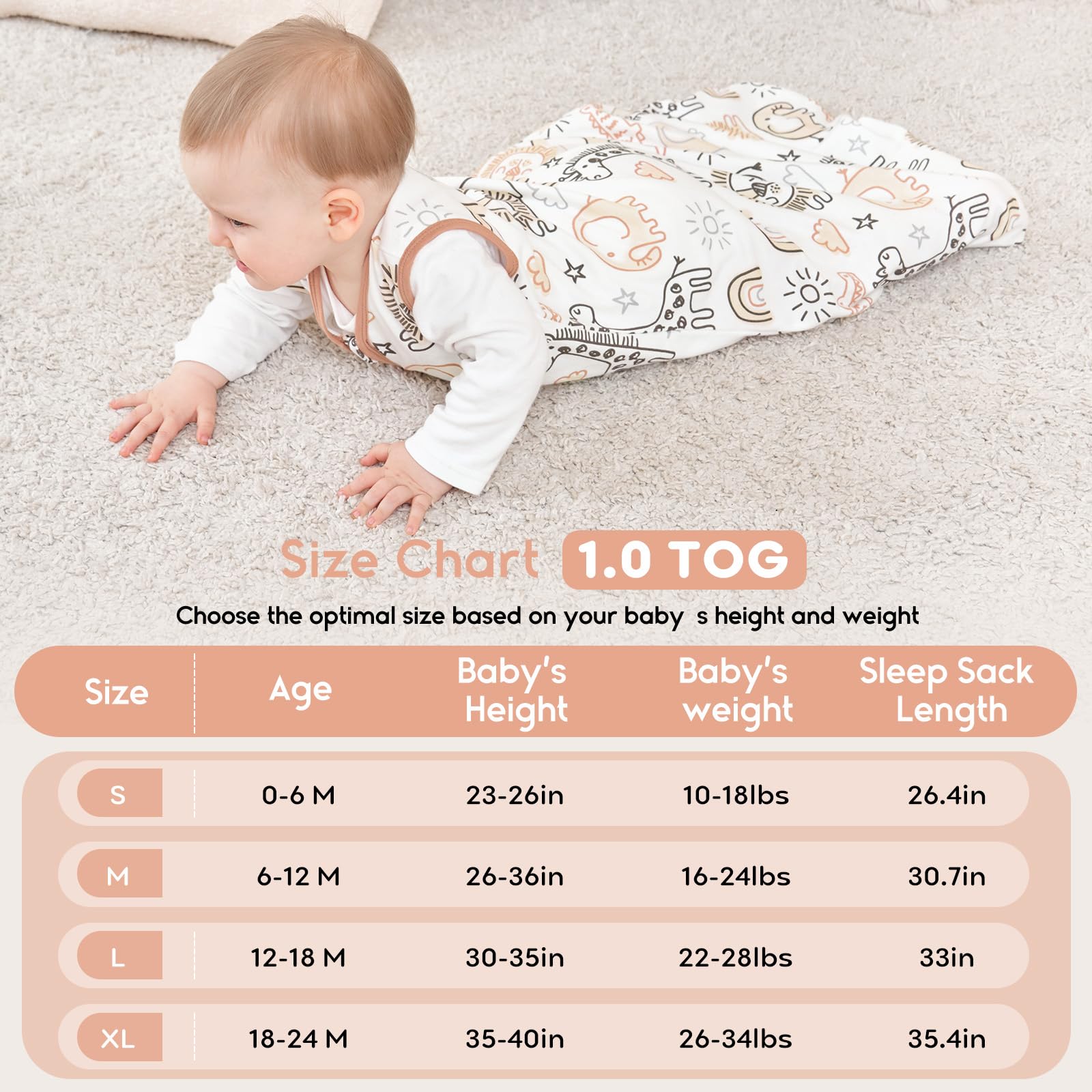 Yoofoss tog 1-0 specification highlights lightweight warmth for year round use.
