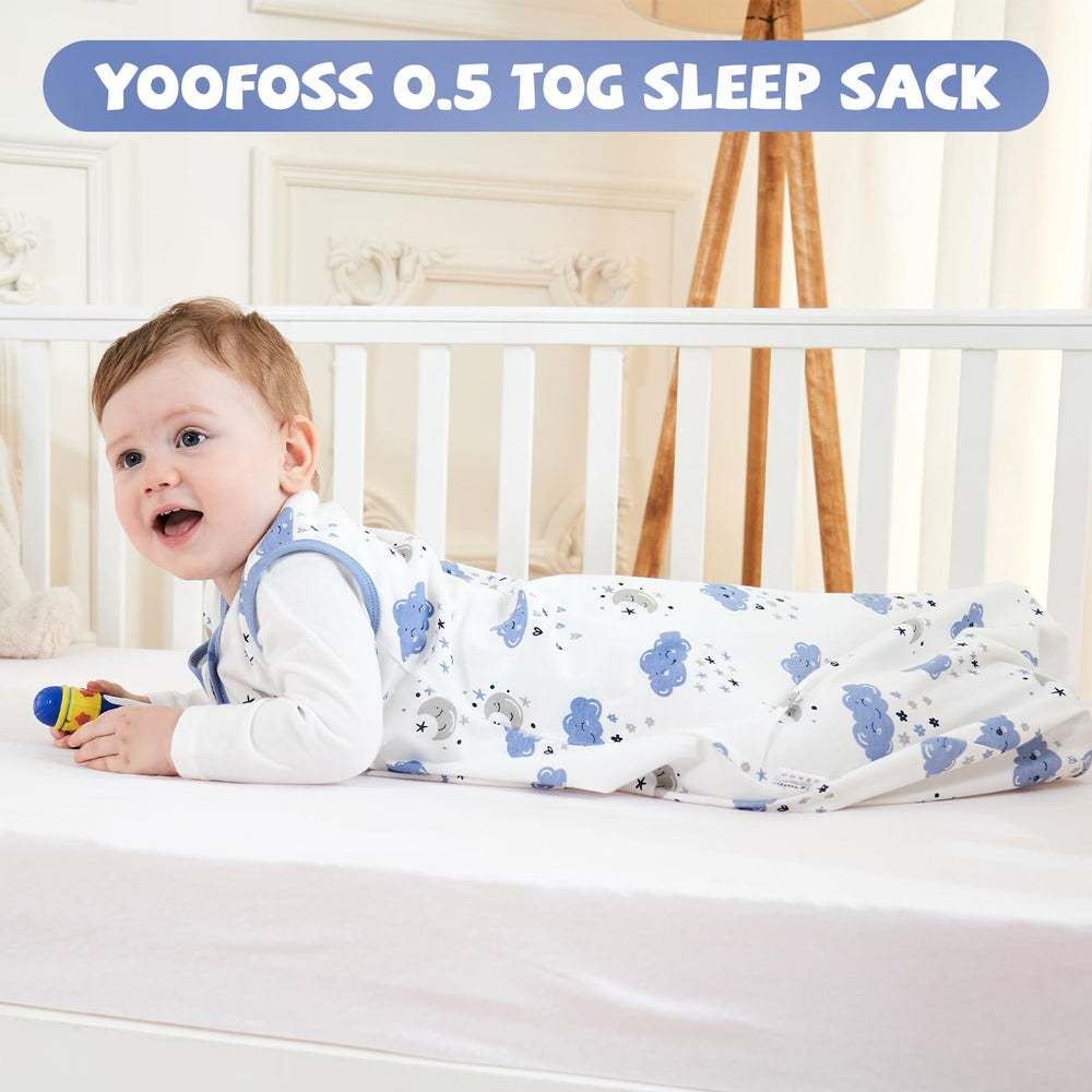 Yoofoss XL sleep sack fits 18-24 months for growing toddlers.