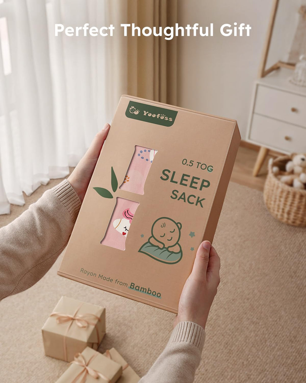 Yoofoss sleeping sack ideal for travel or home naptime, maintaining warmth on the go.