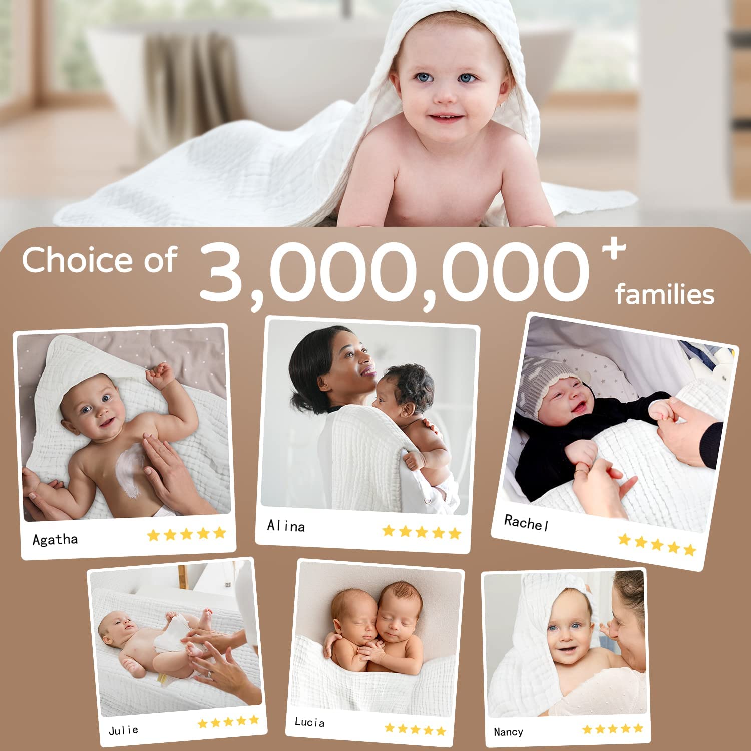 Yoofoss baby towel set, machine washable for easy care.