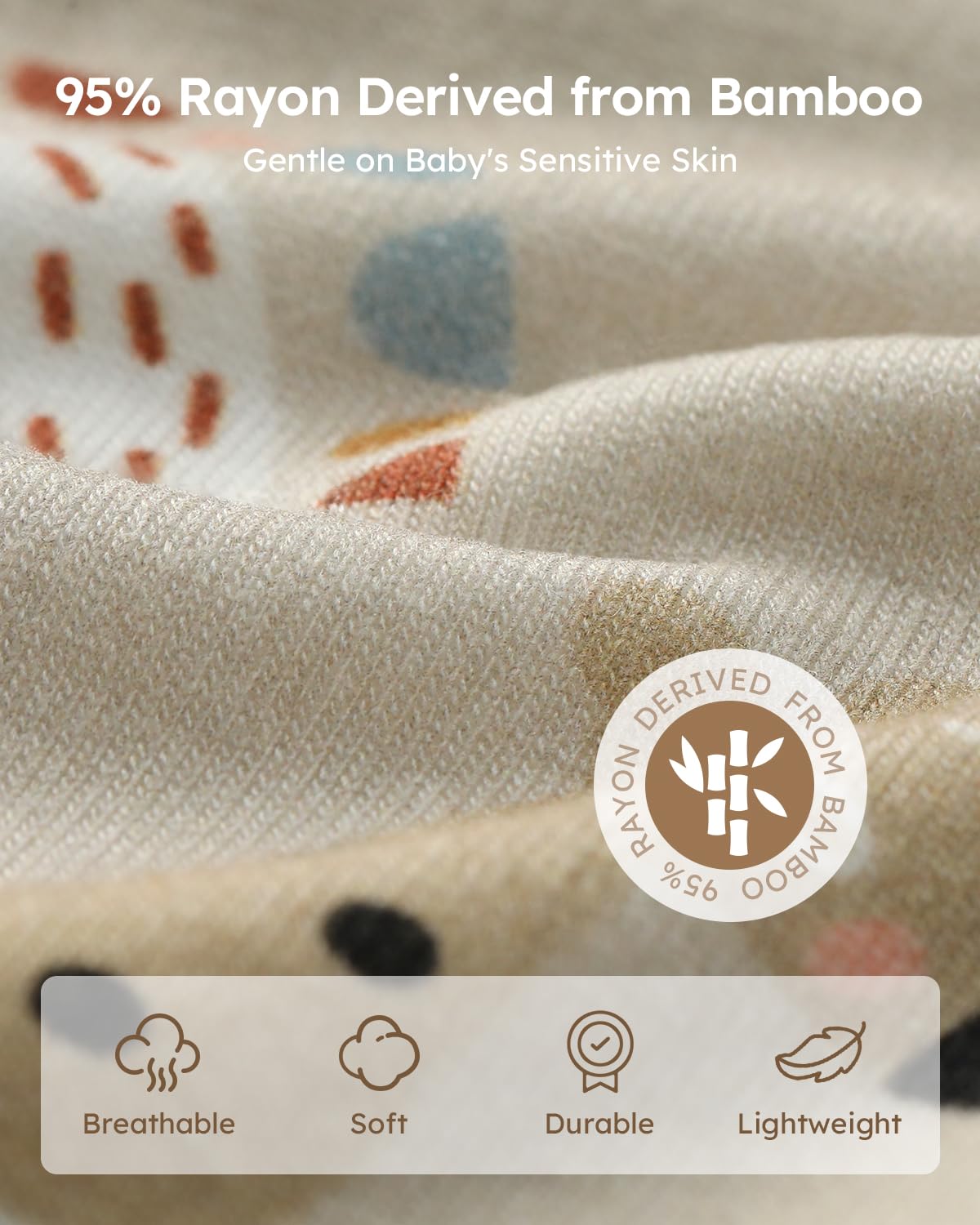 Close-up of Yoofoss bamboo fabric showing breathability and gentle touch.