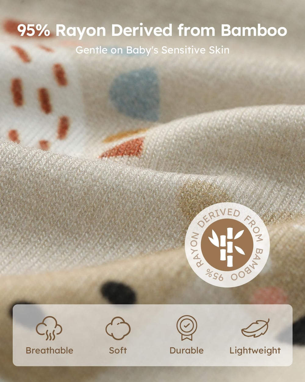 Close-up of Yoofoss bamboo fabric showing breathability and gentle touch.