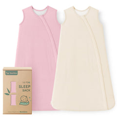 Yoofoss bamboo sleep sack outer view in pink beige shows soft fabric and style.