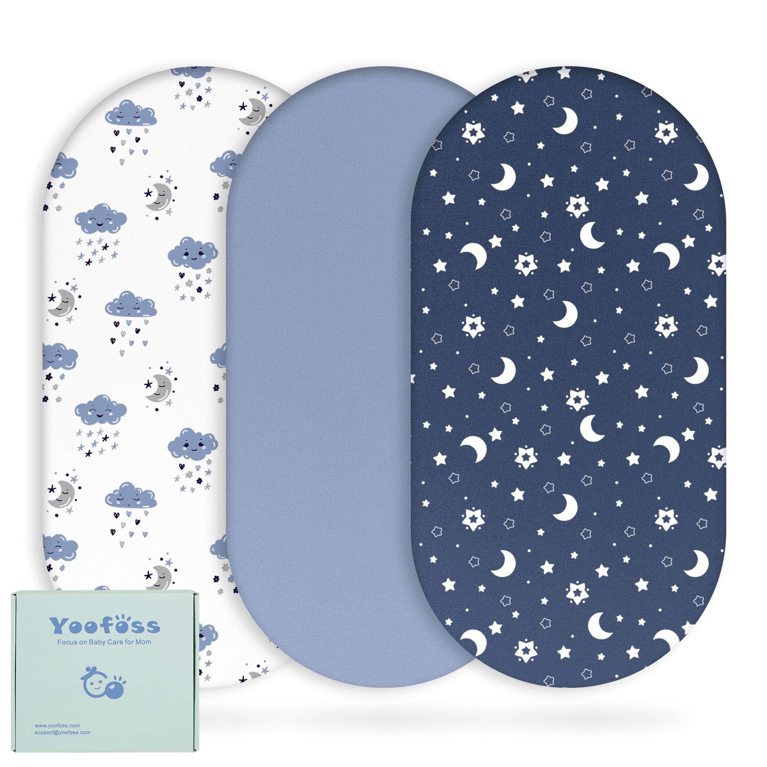 Yoofoss bassinet sheets in 32x16 inches with 5-inch pocket for a secure fit