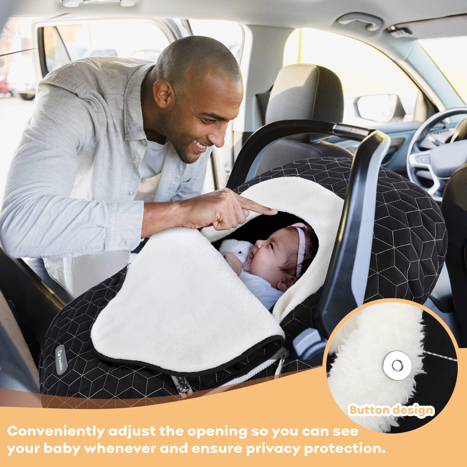 Yoofoss-black baby car seat cover ideal for quick outings