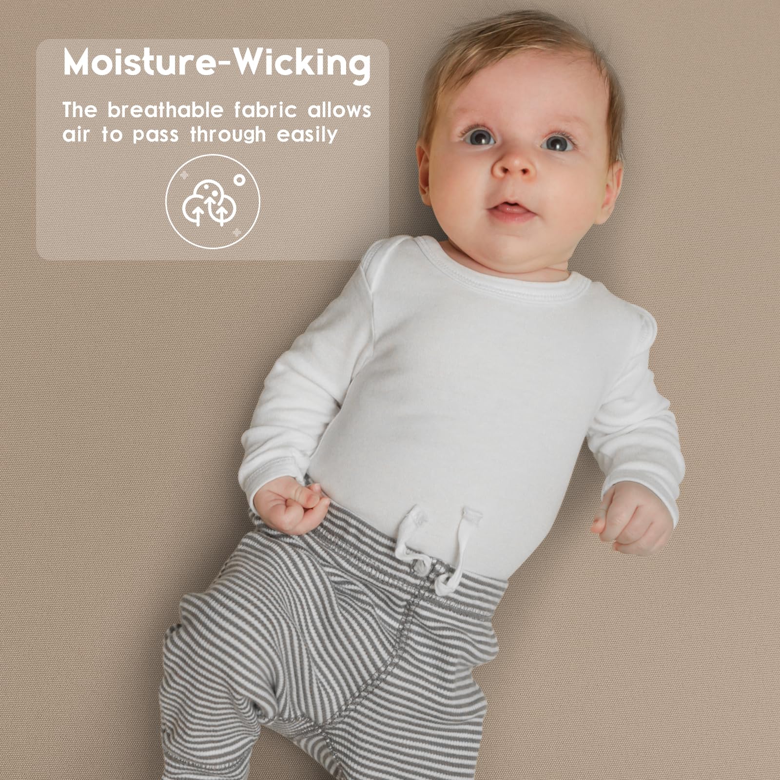 Yoofoss breathable fabric crib sheet illustrates cooling airflow for comfort