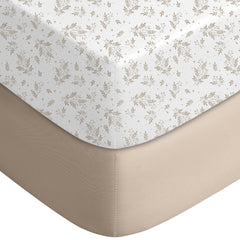 Yoofoss brown leaf crib sheet pack for a snug two-pack fit