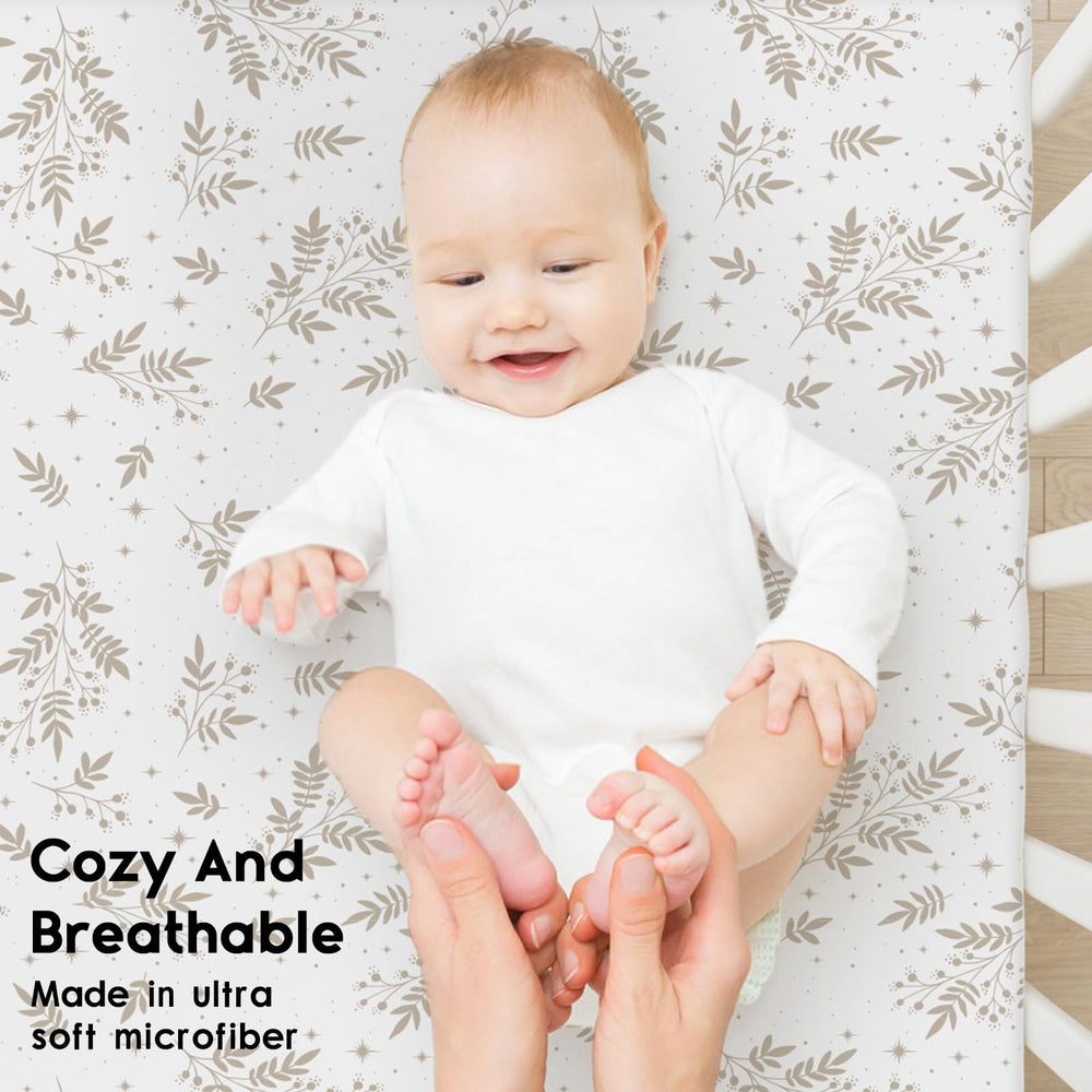 Yoofoss crib sheet in use on mattress shows quick, easy placement