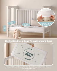 Yoofoss deep pocket fit 52x28 demonstrates secure universal crib fit