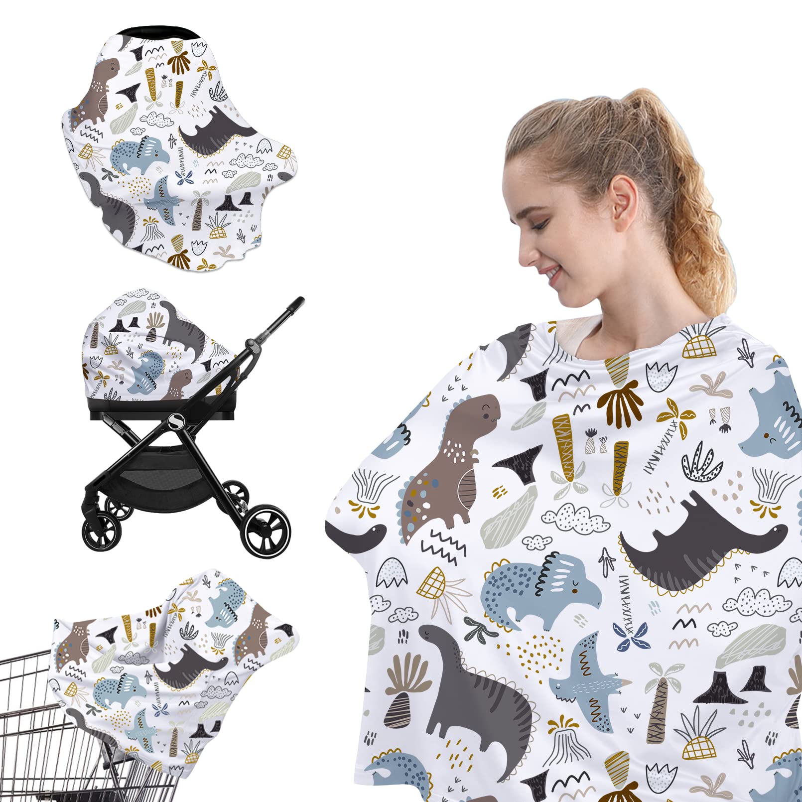Yoofoss dinosaur car seat cover shields baby from sun and wind