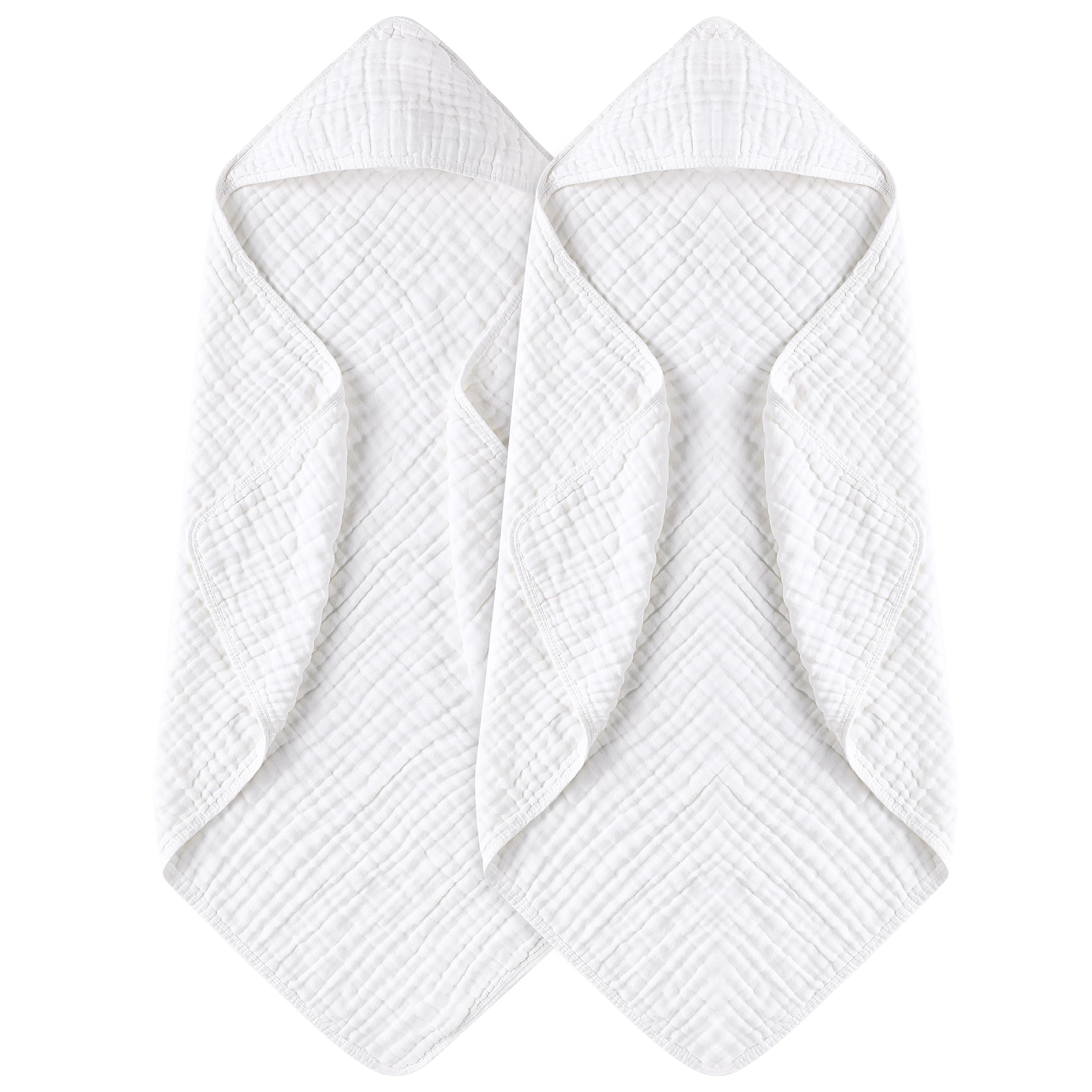 Yoofoss hooded baby towel in muslin cotton, soft and highly absorbent.