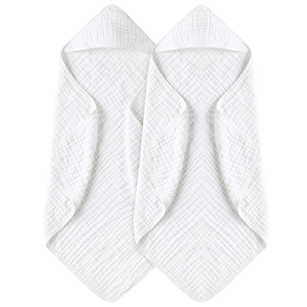 Yoofoss hooded baby towel in muslin cotton, soft and highly absorbent.