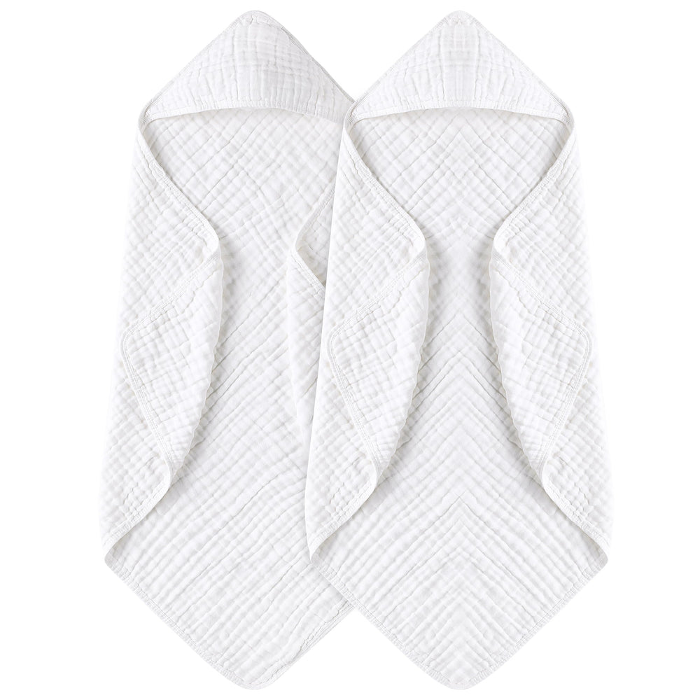 Yoofoss hooded baby towel in muslin cotton, soft and highly absorbent.