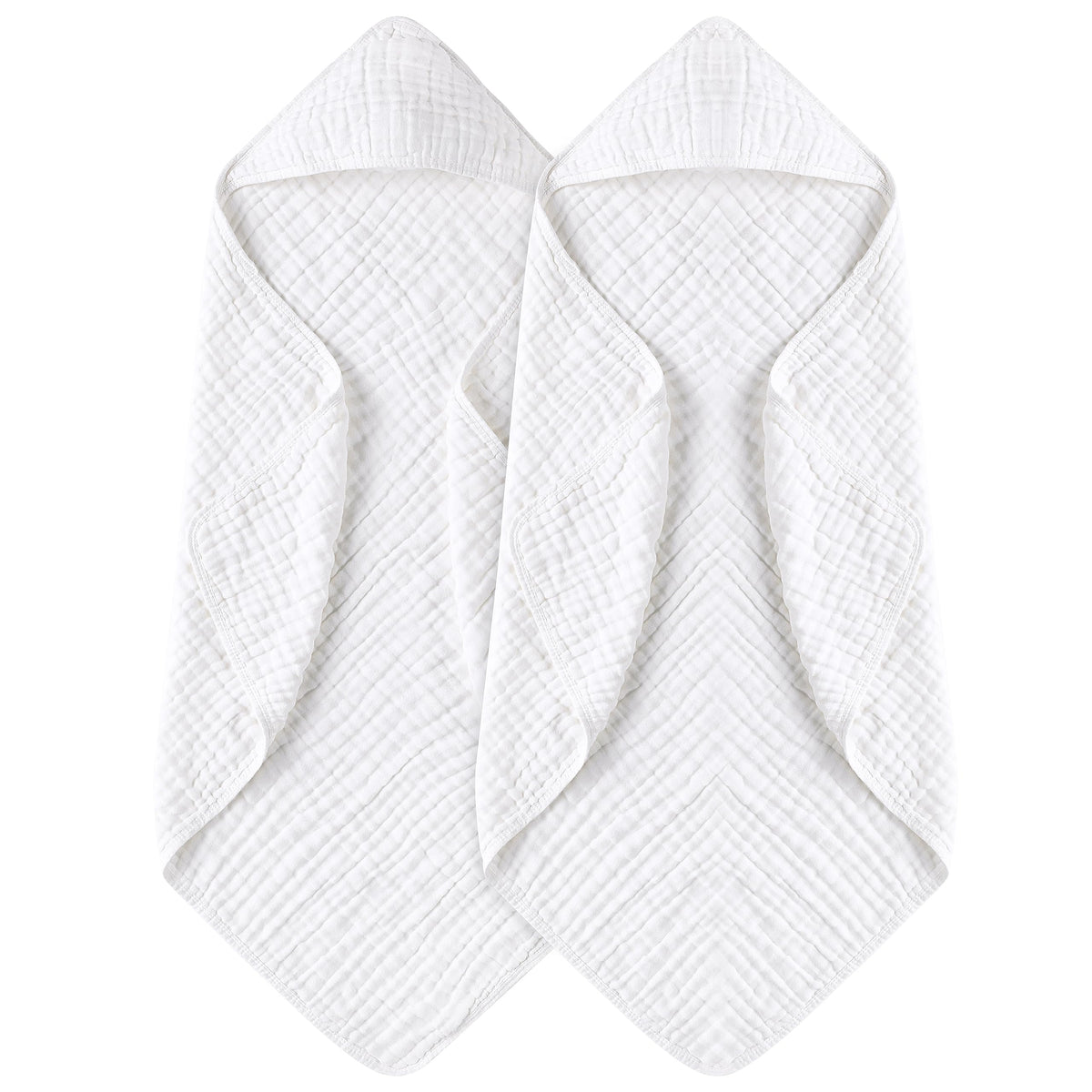 Yoofoss hooded baby towel in muslin cotton, soft and highly absorbent.
