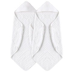 Yoofoss hooded baby towel in muslin cotton, soft and highly absorbent.