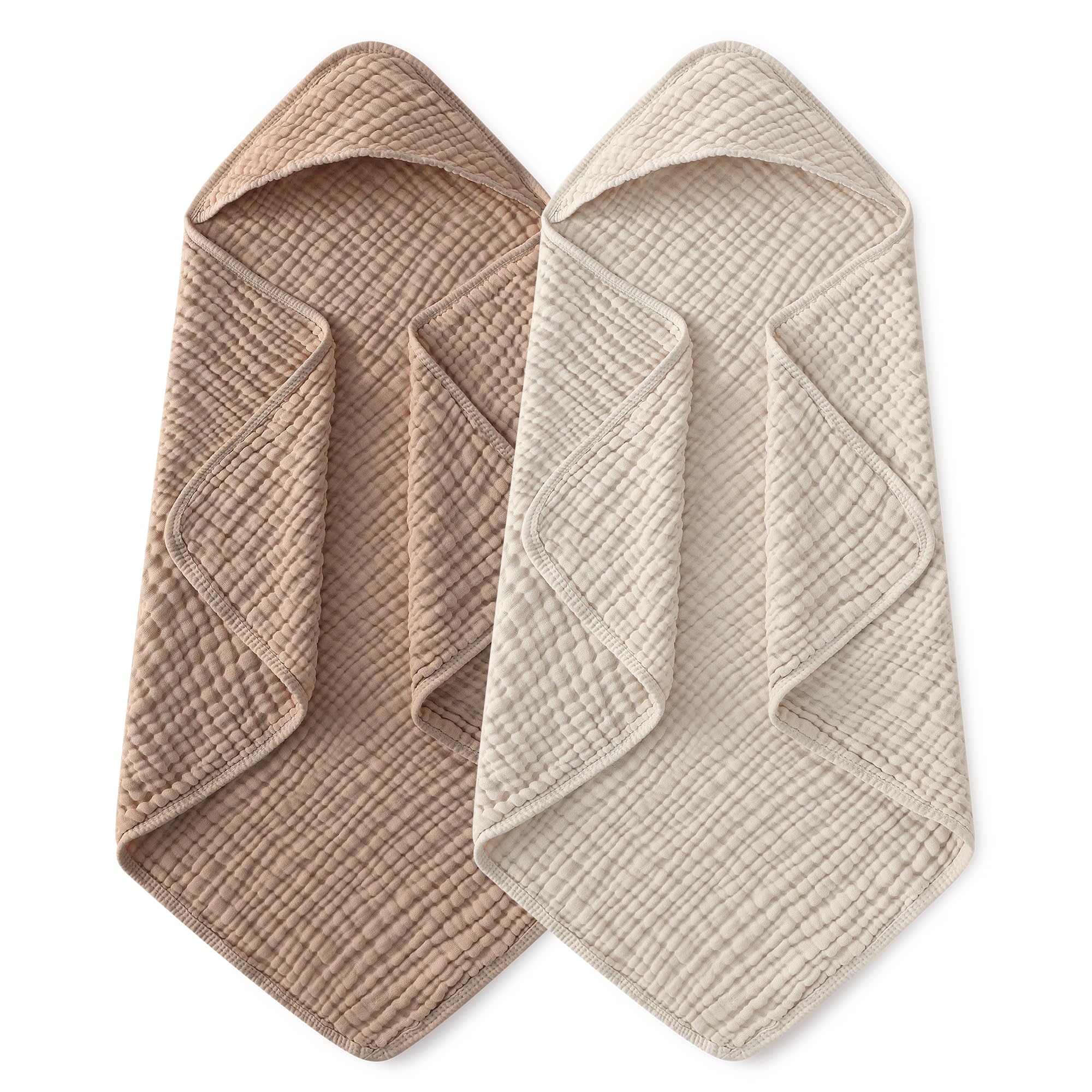 Yoofoss hooded baby towel with soft-absorbent muslin for gentle newborn baths.
