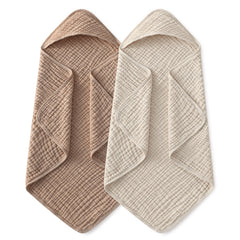 Yoofoss hooded baby towel with soft-absorbent muslin for gentle newborn baths.