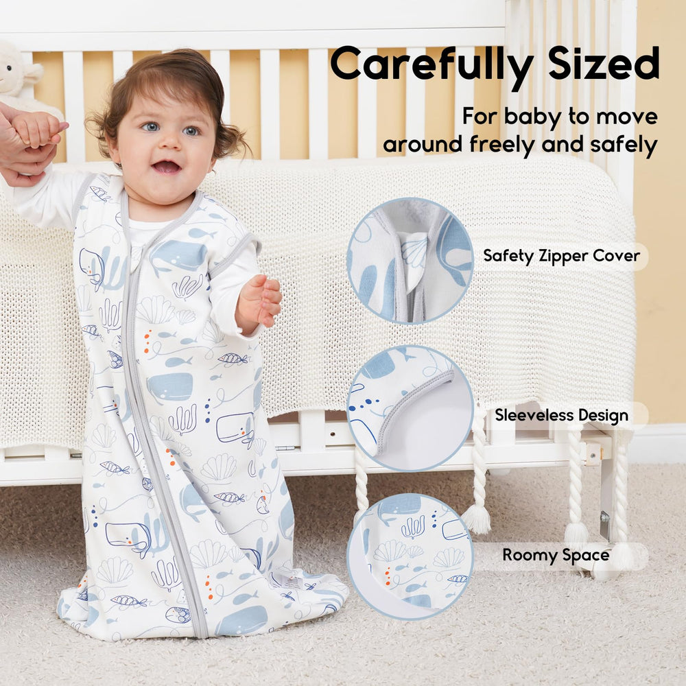 Yoofoss lightweight 0.5 tog sleep sack ideal for moderate temperatures.